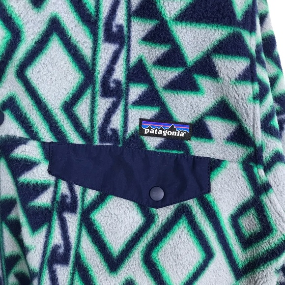 Patagonia 2014 Snap-T Synchilla Tribal Montana Siete Feather Grey Men’s Small - Picture 6 of 11